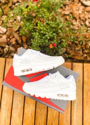 Кросівки nike air max 90 leather "all white"5 фото