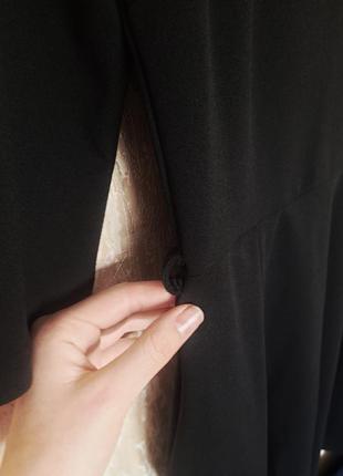 Черное школьное платье рукав 3/4 короткий с карманами весна осень6 фото