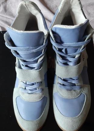 Новые кроссовки на платформе сникерсы серые лиловые замша кожа 39 40 ultimate grey