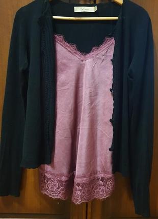 Комплект з 2-х речей мереживна майка і чорна кофта франція