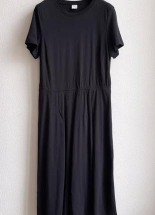 Хлопковое, чёрное платье, длинна maxi h&m