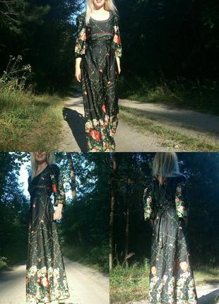 Платье длинное, шикарный принт