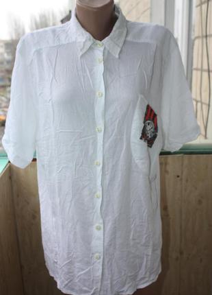 Стильная винтажная натуральная рубашка с оригинальным кармашком часы