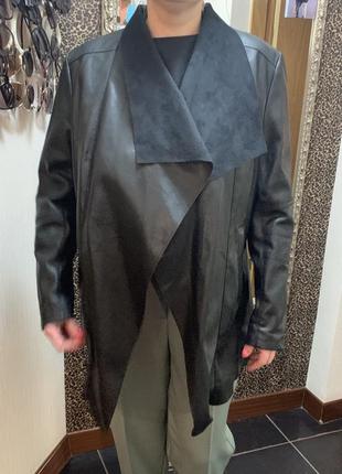 Кожаный кардиган кожаная куртка накидка7 фото