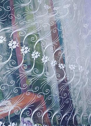 55 турецкая вышитая тюль на фатине с люрексом