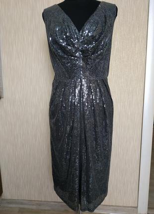 Шикарное вечернее платье в пайетках,нарядное платье р.48-50