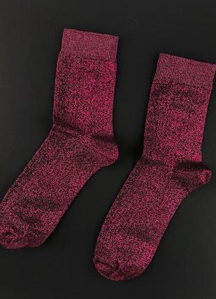 Носки блестящие для женщин sox малиновые pink dust с люрексом