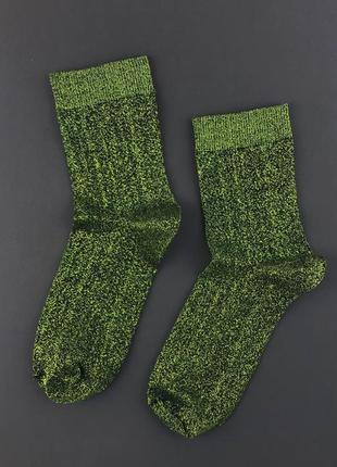 Шкарпетки з люрексової нитки sox зелені dark green dust