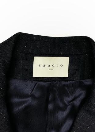 Sandro paris 40 шерсть темно-синий жакет блейзер пиджак двубортный в полоску4 фото