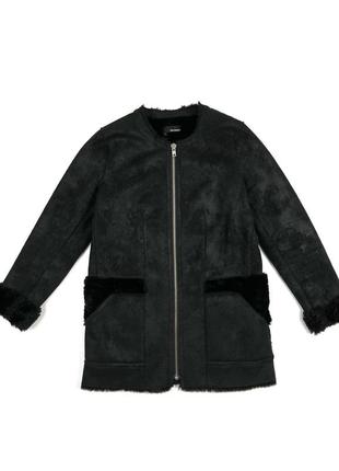 Эко дубленка the kooples m чёрное пальто с искусственным мехом