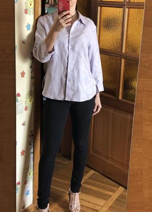 Натуральна лляна блуза базова однотонна сорочка monsoon