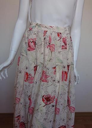 Винтажная длинная шелковая юбка в цветы austin reed uk 10 или м10 фото