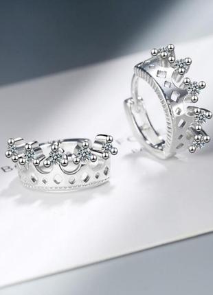 Сережки корона срібло 925 покриття сережки