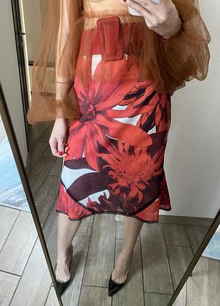 Яркая юбка в стиле d&g длина миди яркие цветы