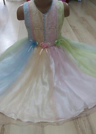 Радужное платье весна на девочку 5-7 лет