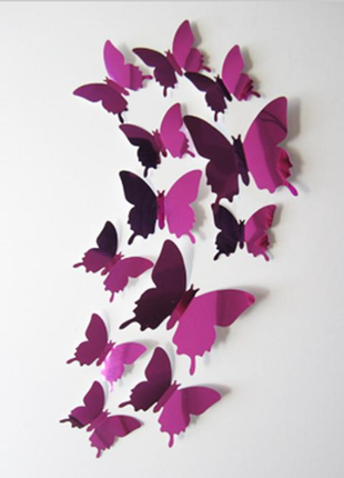 Зеркальные стикеры-наклейки на стену 3-d бабочки1 фото
