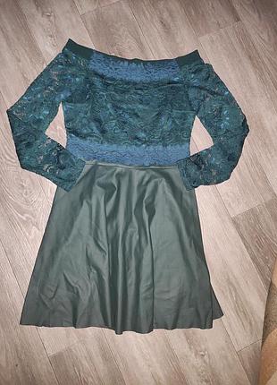 Сукня кружево - еко шкіра