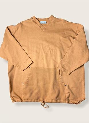 Персиковий вінтажні світшот 90-е , з вафельної вставкою ( кишеня)