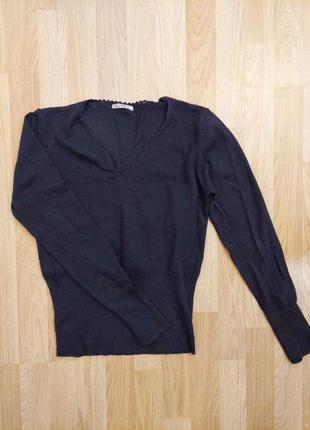 Черный пуловер / свитер на широкой резинке volary3 фото