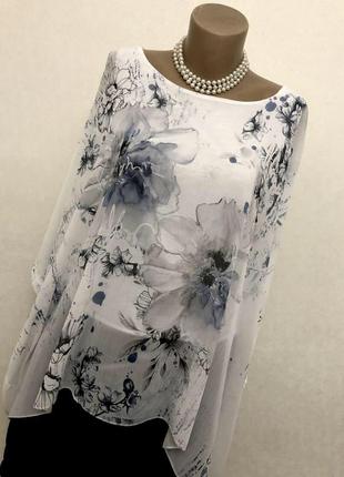 Шифонова блуза реглан,сорочка,разлетайка,батал,етно стиль бохо