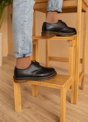 Dr martens 1461 low black туфлі/черевики доктор мартінс чорні2 фото