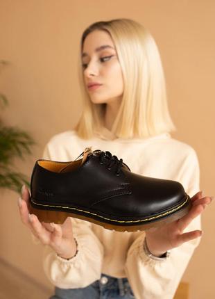 Dr martens 1461 low black туфлі/черевики доктор мартінс чорні9 фото