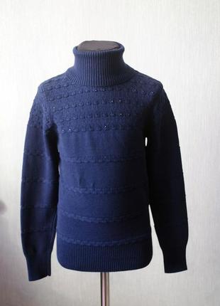 Фирменный тёплый синий гольф оригинального дизайна