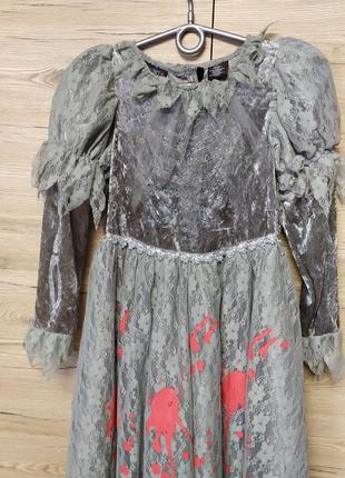 Детское платье ведьма, ведьмочка, невеста смерти, скелет с юбочкой на 7-8 лет на хеллоуин2 фото