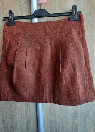 Спідниця міні з кишенями h&m 36 твид юбка мини с карманами1 фото