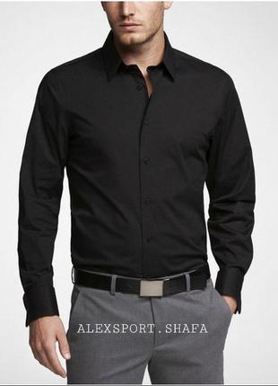 Рубашка однотонная приталенная в расцветках чёрная приталенная рубашка мужская слимфит1 фото