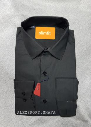 Сорочка однотонна приталені в кольорах чорна приталені сорочка чоловіча слимфит2 фото