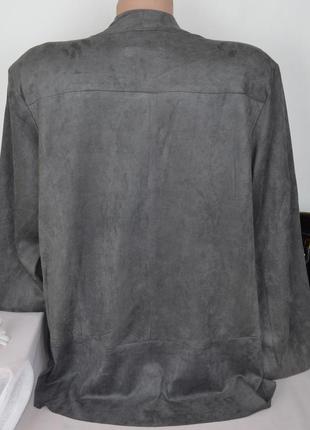 Брендовый серый замшевый пиджак накидка damart большой размер этикетка2 фото