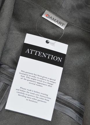 Брендовый серый замшевый пиджак накидка damart большой размер этикетка3 фото