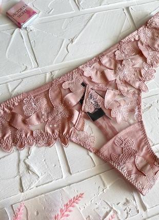 Нежно розовые трусики victoria’s secret luxe lingerie оригинал стринги виктория сикрет5 фото