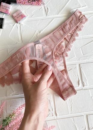 Нежно розовые трусики victoria’s secret luxe lingerie оригинал стринги виктория сикрет9 фото