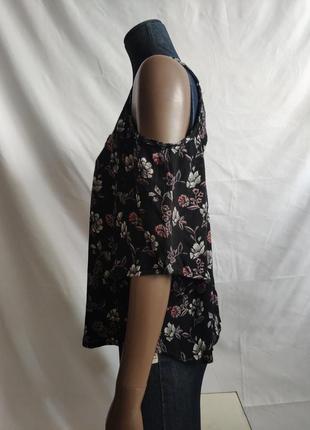 Летняя блузка в стиле бохо в цветочный принт hollister, блузка с открытыми плечами7 фото