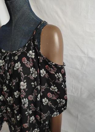 Летняя блузка в стиле бохо в цветочный принт hollister, блузка с открытыми плечами6 фото