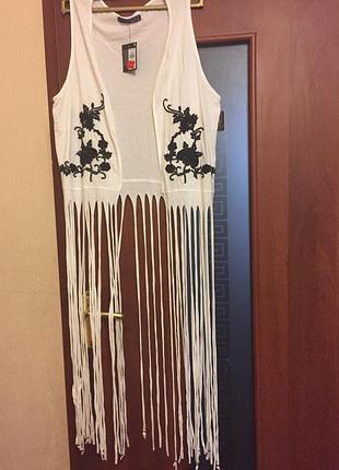 Нова красива футболка туніка накидка з бахромою atmosphere primark