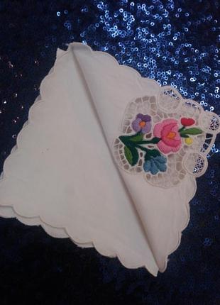Винтпжная салфетка, платок носовой вышивка3 фото