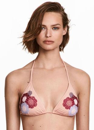 Неймовірної ніжності верх від купальника з вишивкою h&m, розмір хс-с, новий🔥