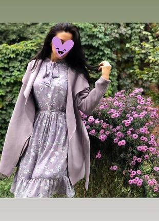 Платье лавандовое сиреневое нарядное, повседневное в цветочек3 фото