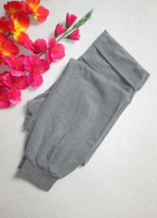 Шикарные трикотажные спортивные штаны серый меланж с отворотом высокая посадка h&m3 фото