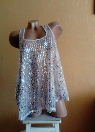 Яскрава маєчка в паєтках. ефектная кофточка