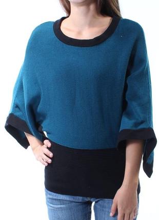 Бірюзовий светр рукави кімоно з контрастною широкою гумкою на стегнах m l xl5 фото