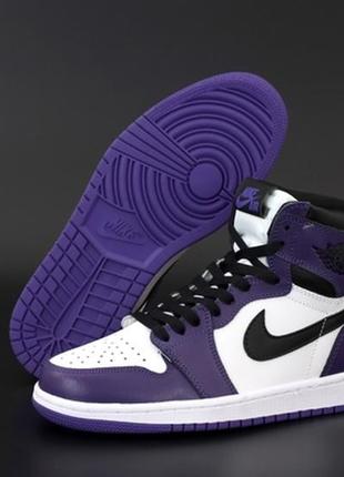 💜nike jordan retro 1 violet white💜😎🔥 кросівки найк джордан, кроссовки джорданы фиолетовые