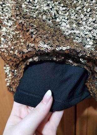Стильная нарядная юбка, черная юбочка в золотистых пайетках, блестящая юбка, спідниця6 фото