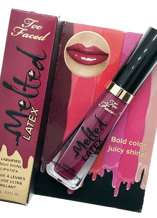 Блеск для губ too faced melted latex в оттенке hot mess