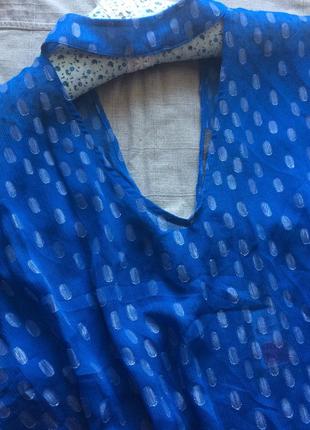 Эффектная васильковая блуза оригинального кроя большого размера primark