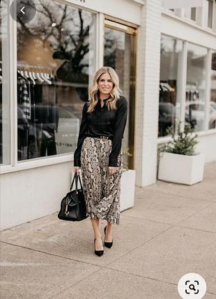 Юбка миди плиссе в змеиный принт