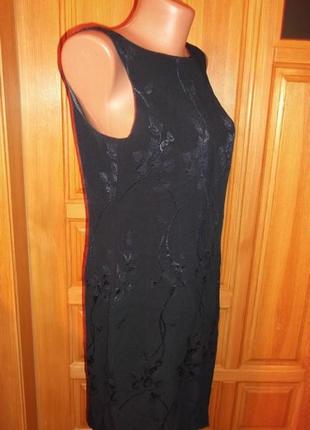 Платье  сарафан миди черное синий атласный арнамент р. 12-m - country casuals2 фото